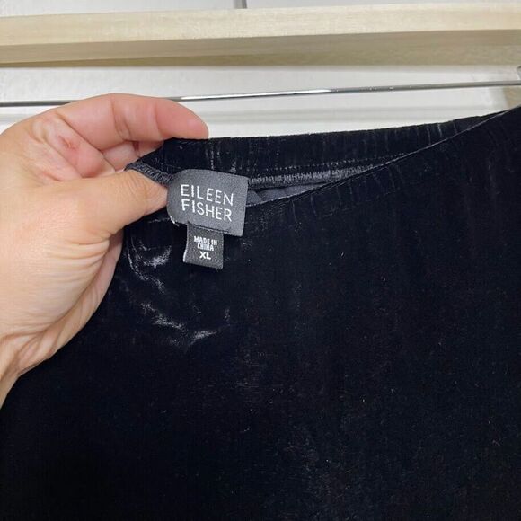 Eileen Fisher Pants XL Black Velvet Straight Leg Trouser Holiday Event Luxury - Picture 4 of 10